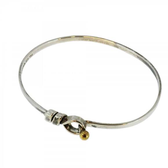 Tiffany Bangle Hook & Eye 18KYG Yellow Gold Silver 925 Women's